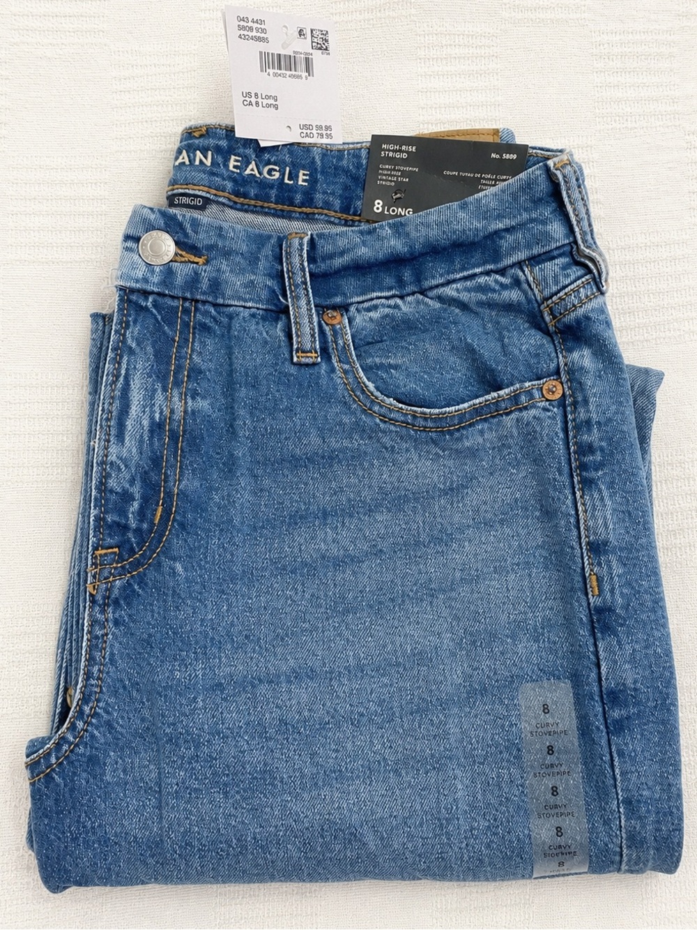 American Eagle Strigid Curvy High-Waisted Stovepipe Jeans Medium Wash - 8 Long - Picture 3 of 6